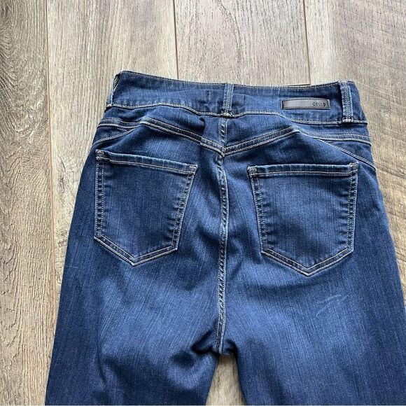 Cello High Rise Skinny Jeans Frayed Hem Lightly Distressed Size 9 Dark Blue - Picture 7 of 11